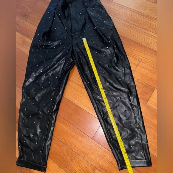 Liu Jo Milano faux leather Black Pants with Stud Accents high waist size 38 EU - Picture 9 of 13